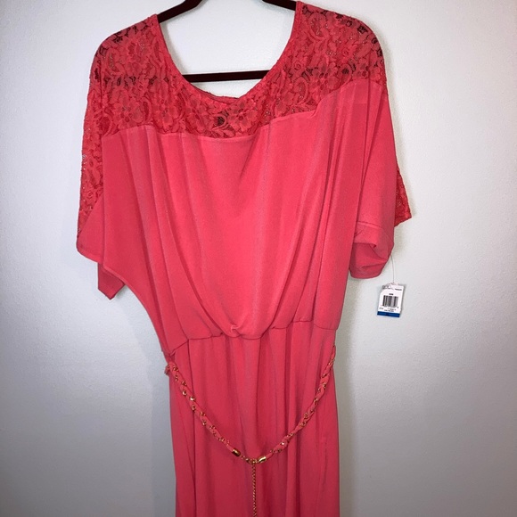 Thalia Sodi Lace Yoke Blouson Cool Salmon Dress - Picture 3 of 3